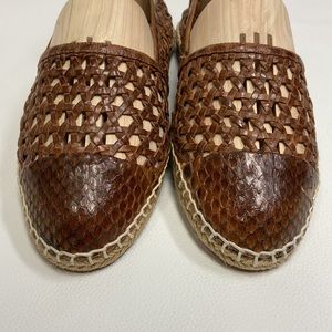 Alexandre Birman NWT brown leather weave snakeskin espadrille 35 1/2